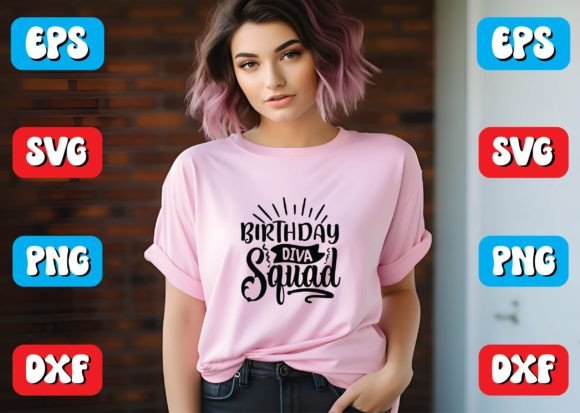 Birthday Diva Squad Svg Design: A Vibrant Graphic Asset for Crafts and Local Branding