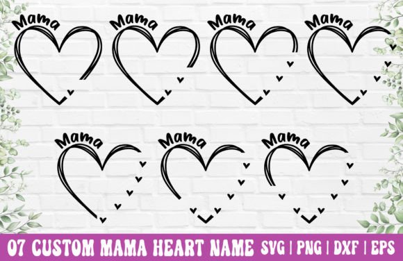 Custom Heart Name Bundle - Mama SVG Graphics and Crafts