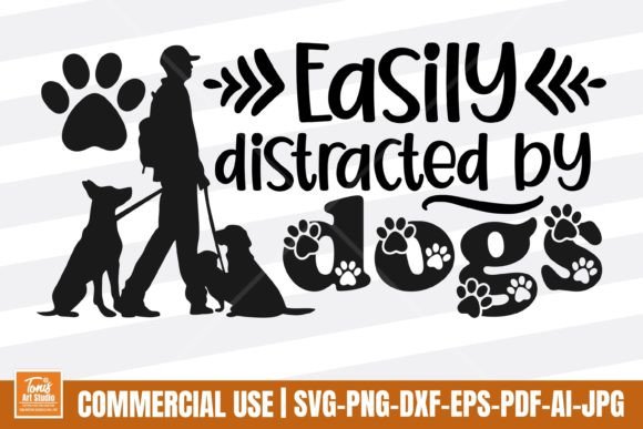 Easily Distracted by Dogs SVG: A Versatile Graphic Design Asset for Crafts and Merch