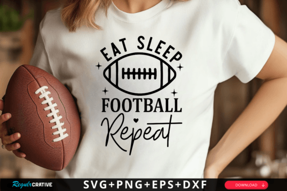 Eat Sleep Football Repeat SVG Design for Crafts and Graphics