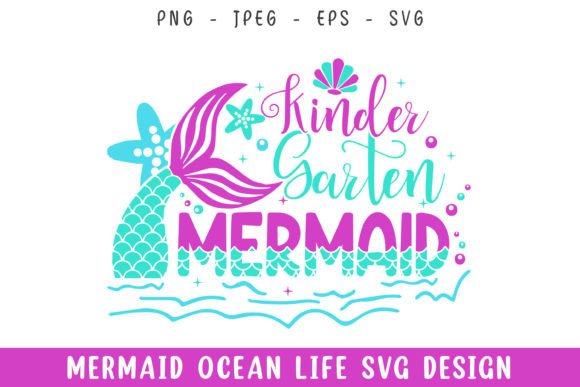 Kindergarten Mermaid Ocean Life Design: A Playful Graphic Asset for Crafts and Local Branding