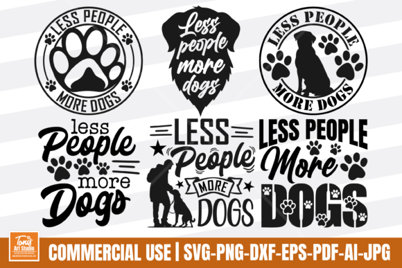 Less People More Dogs SVG Bundle: A Playful Graphic Design Asset for Crafts and Merch