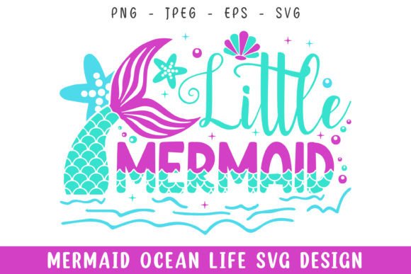 Little Mermaid Ocean Life Design SVG for Creative Publishing